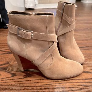 Suede Wedge Buckle Booties
